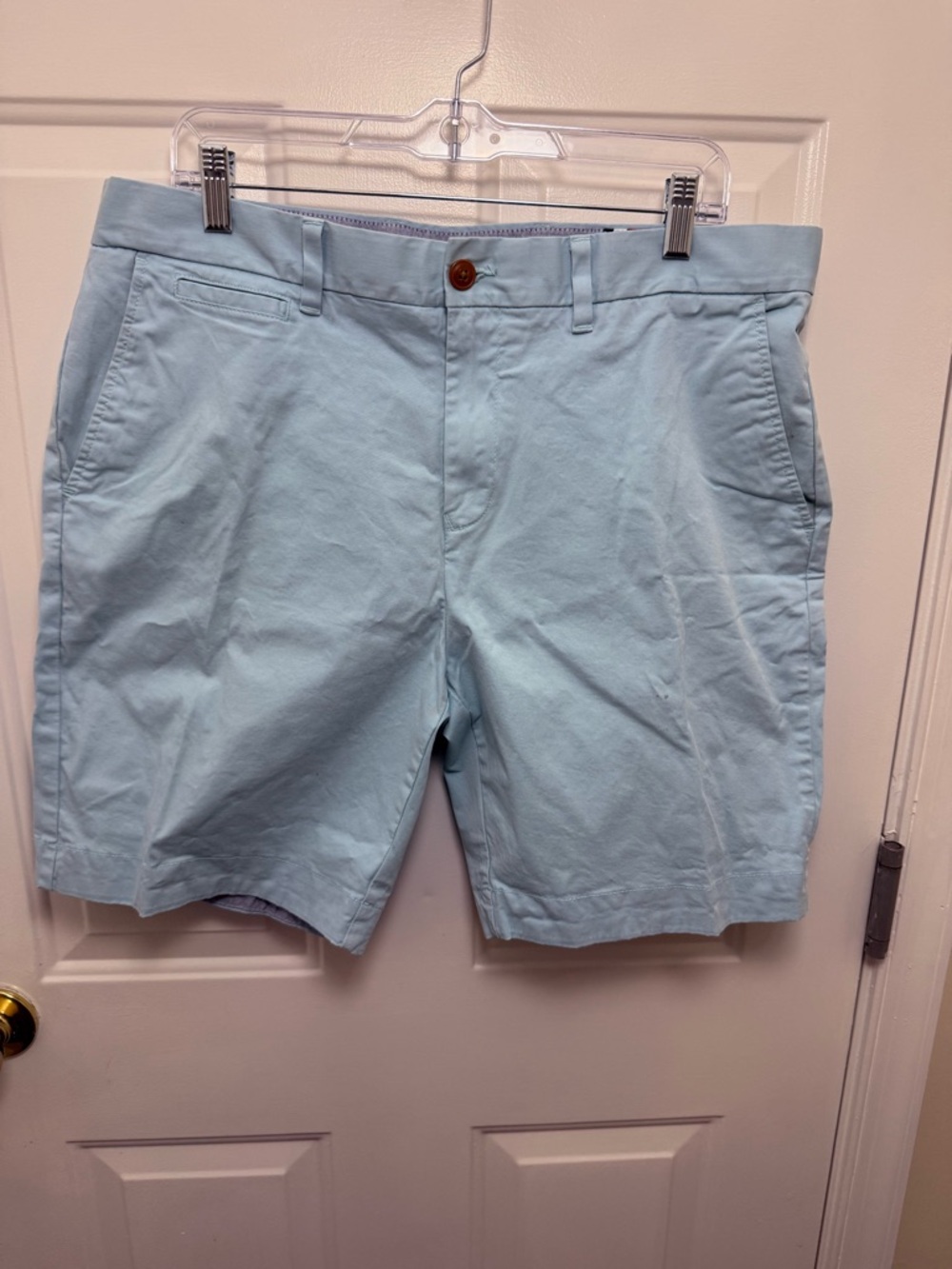 Tommy Hilfiger Men’s Light Blue Shorts Cotton Flat Front Logo Size 36